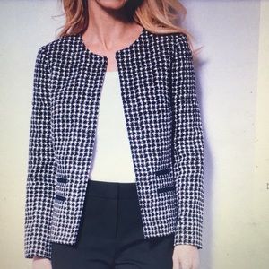Talbots textured houndstooth jacket black and white